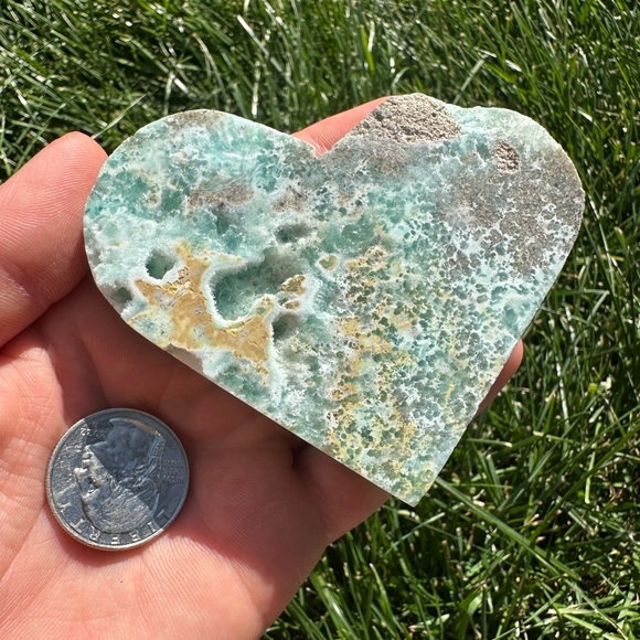 Other - Heart-Shaped Green and Brown Hemimorphite Stone